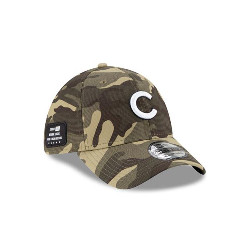 MLB Chicago Cubs Armed Forces Weekend 39Thirty Stretch Fit (BTI6707) - Green New Era Caps